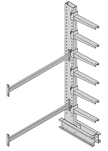 Heavy Duty Cantilever Rack Adder - Single-Sided, 10'H, 49" Base, 36" Arms, 6 Levels