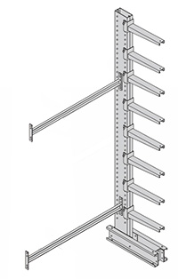 Extra Heavy Duty Cantilever Rack Adder - Single-Sided, 14'H, 64" Base, 48" Arms, 60" Braces