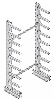 Extra Heavy Duty Cantilever Rack Starter - Single-Sided, 14'H, 64" Base, 48" Arms, 60" Braces