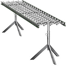Aluminum Skatewheel Conveyor - 5' long, 12" wide, with tripod supports