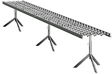 Aluminum Skatewheel Conveyor - 20' long, 15" wide, with tripod supports