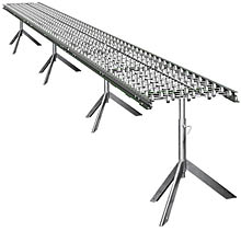 Aluminum Skatewheel Conveyor - 30' long, 15" wide, with tripod supports