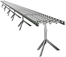 Aluminum Skatewheel Conveyor - 45' long, 24" wide, with tripod supports