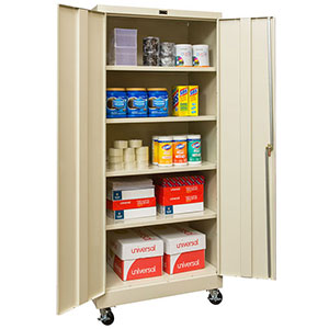 Steel Cabinet - 36"W x 24"D x 72"H w/ Casters & 4 Adjustable Shelves
