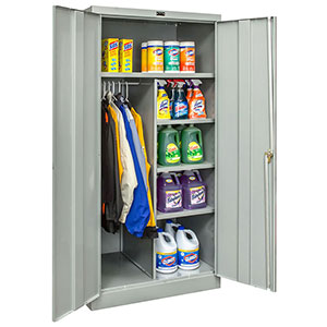 Antimicrobial Cabinet w/ Coat Rod & 4 Shelves - 36"W x 18"D x 78"H