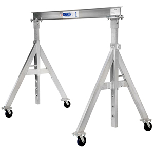 Adjustable Aluminum Gantry Crane - 0.5 Ton Cap., 6' 11" Clear Span, 6' 6" to 9' Under Beam Ht.