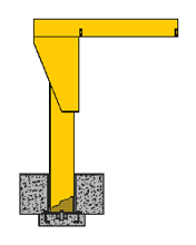 Sleeve Insert Mount Jib Crane - 360 deg., 2 ton cap., Span: 11', Ht.: 15'