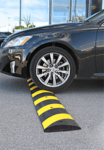6 Ft. Speed Bump with Yellow Reflective Tape & Cat Eye Reflectors - Recycled Rubber