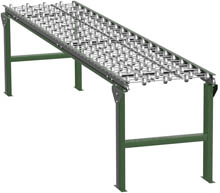 Steel Skatewheel Conveyor - 10' long, 18" wide, with supports