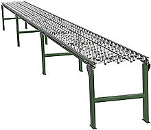 Steel Skatewheel Conveyor - 25' long, 12" wide, with supports