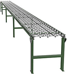 Steel Skatewheel Conveyor - 35' long, 12" wide, with supports