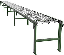 Steel Skatewheel Conveyor - 50' long, 12" wide, with supports