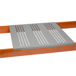 Perforated deck on pallet rack beams