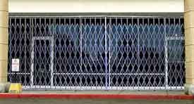 Storefront Security Gate - 10' W x 10' H, w/ Fixed Top & Folding Bottom