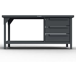 Shop Table with 3 Drawers and 1 Shelf - 60"W x 36"D x 34"H
