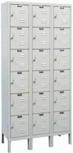 3 Wide Six Tier Galvanite Locker - 12"w x 12"d x 12'h - Assembled