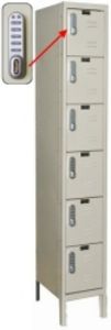 1 Wide Six Tier DigiTech Electronic Access Locker - 12"w x 18"d x 12"h