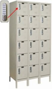 3 Wide Six Tier DigiTech Electronic Access Locker - 12"w x 18"d x 12"h