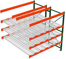 Pallet Rack w/ Flow Storage, 8H x 8W x 8D - 3 Shelves, 6 Lanes - Double Deep Adder
