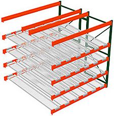 Pallet Rack w/ Flow Storage, 8H x 8W x 8D - 4 Shelves, 6 Lanes - Double Deep Adder