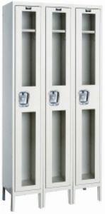 Hallowell Safety Clear View Window Locker - 3 Wide Single Tier, 36"w x 12"d x 78"h