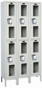 Hallowell Safety Clear View Window Locker - 3 Wide Double Tier, 36"w x 15"d x 78"h