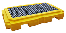 2-Drum Spill Containment Pallet - Low Profile, with Drain, Yellow
