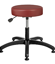 Vinyl Upholstered Work Stool with Round Seat - 16.5" - 21.5"H adjustable, 5-leg ABS Plastic Base