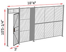 1-Wall Woven Wire Security Partition, 18'4" wide, 10'5-1/4" tall - 3' Hinged Gate