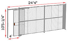 1-Wall Woven Wire Security Partition, 24'4" wide, 10'5-1/4" tall - 4' Sliding Gate