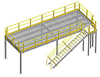 Structural Mezzanine, 8'H, 11' x 31'-5½" Platform, Bar Grating