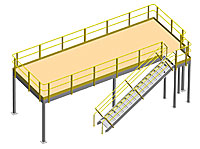 Structural Mezzanine, 8'H, 11' x 31'-5½" Platform, Roof Deck