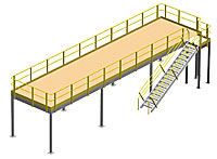 Structural Mezzanine, 8'H, 11' x 46'-11¾" Platform, Roof Deck