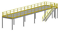 Structural Mezzanine, 8'H, 11' x 62'-6"  Platform, Bar Grating