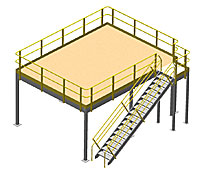 Structural Mezzanine, 10'H, 21'-7" x 15'-11¼"  Platform, Roof Deck