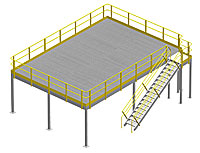 Structural Mezzanine, 8'H, 21'-7" x 31'-5½" Platform, Bar Grating