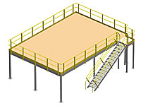 Structural Mezzanine, 9'H, 21'-7" x 31'-5½" Platform, Roof Deck