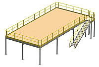 Structural Mezzanine, 8'H, 21'-7" x 46'-11¾" Platform, Roof Deck