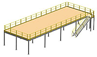Structural Mezzanine, 8'H, 21'-7" x 62'-6" Platform, Roof Deck