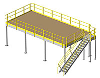Structural Mezzanine, 10'H, 32'-2" x 15'-11¼" Platform, Roof Deck