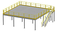 Structural Mezzanine, 8'H, 32'-2" x 31'-5½"  Platform, Bar Grating