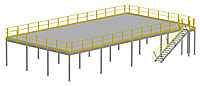 Structural Mezzanine, 10'H, 32'-2" x 62'-6"  Platform, Bar Grating