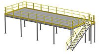 Structural Mezzanine, 9'H, 42'-9" x 15'-11¼" Platform, Bar Grating