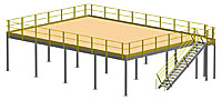 Structural Mezzanine, 10'H, 42'-9" x 31'-5½" Platform, Roof Deck