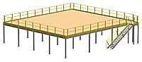 Structural Mezzanine, 8'H, 42'-9" x 46'-11¾" Platform, Roof Deck