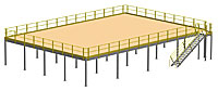 Structural Mezzanine, 8'H, 42'-9" x 62'-6" Platform, Roof Deck
