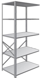 Steel Shelving, Open - 48" W x 36" D x 87" H, 5-Shelf Adder, 350 lbs. cap., Beaded Front Post