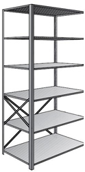 Steel Shelving, Open - 48" W x 24" D x 87" H, 6-Shelf Adder, 400 lbs. cap., Beaded Front Post