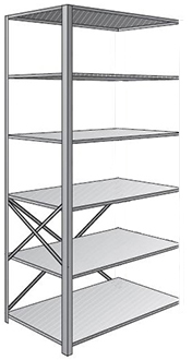 Steel Shelving, Open - 36" W x 36" D x 87" H, 6-Shelf Adder, 400 lbs. cap.
