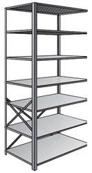 Steel Shelving, Open - 36" W x 18" D x 87" H, 7-Shelf Adder, 600 lbs. cap., Beaded Front Post